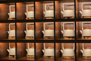 Fototapeta na wymiar Exquisite ceramic teapot crafts were at an exhibition, North China
