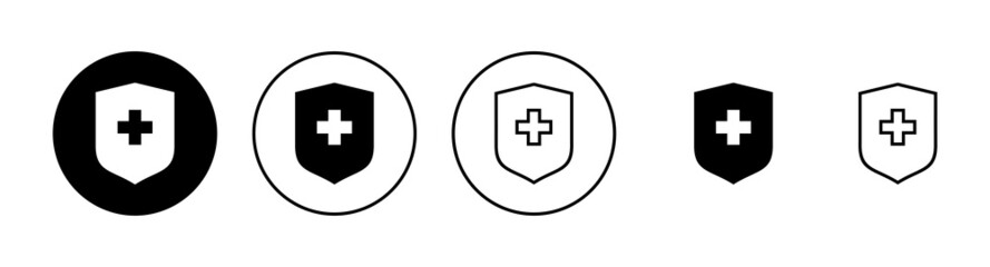 Health insurance icons set. Insurance health document sign and symbol