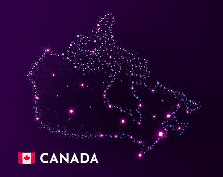 Canada map made of stars and dots. Globalization concept. Space view.