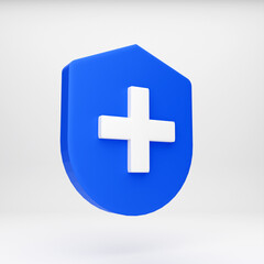 Obraz premium 3d cartoon icon shield for mockup template presentation infographic 3d render illustration