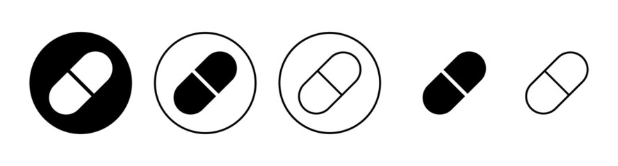 Pills icons set. capsule icon. Drug sign and symbol