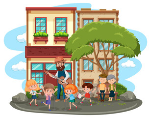 A musical band playing in the town