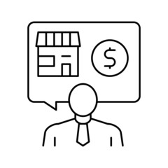 businessman buying or selling shop line icon vector illustration
