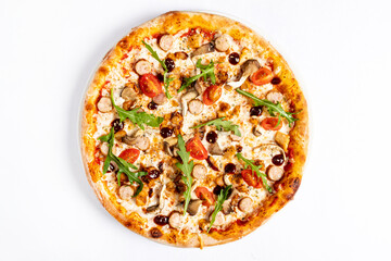 pizza on the white background