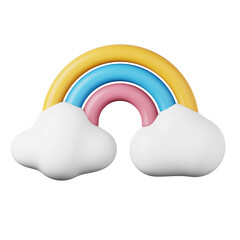 Cute kawaii rainbow high quality 3D render illustration icon.