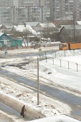 Spring on the city street in Russia