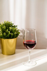 red wine in the glass