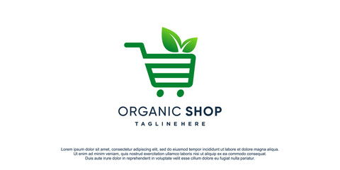 Organic shop logo with modern concept for business Premium Vector