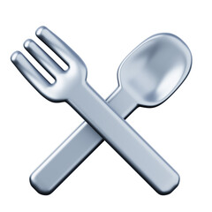 Cutlery spoon and fork high quality 3D render illustration icon.