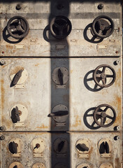 Vintage switch control panel with many buttons