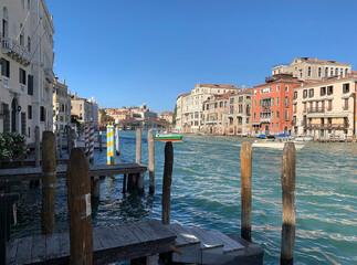 Grand Canal view from the Peggy Guggenheim collection an modern art museum in Venice, Italy