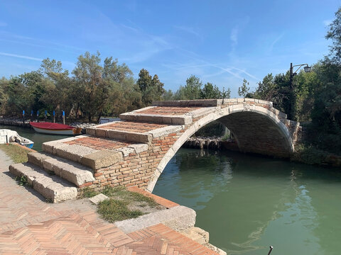 Devils's Bridge at Torcello island at the northern end of Venetian lagoon, Venice, Italy