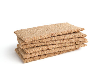 Rye bread on white background popular product is delicious and healthy food.