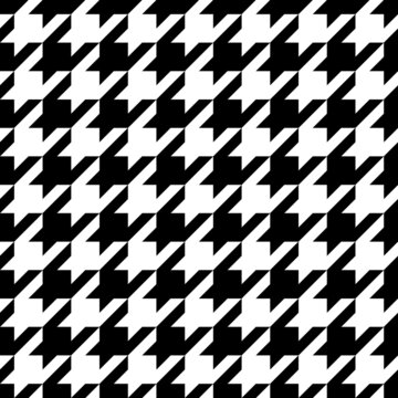 Houndstooth seamless pattern. Repeated houndtooth texture. Black hound tooth on white background. Repeating pepita plaid patern for design print. Simple abstract plaid dogstooth. Vector illustration