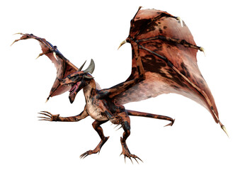 3D Rendering Fairy Tale Dragon on White