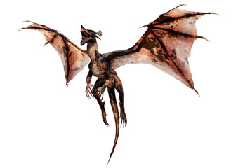 3D Rendering Fairy Tale Dragon on White