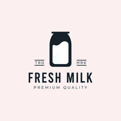 Illustration graphic of fresh milk logo emblem label Simple drink beverage vintage icon design