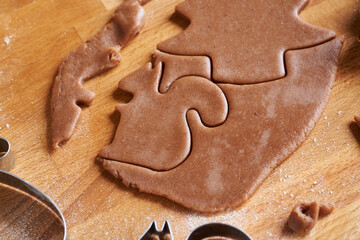 Preparation of homemade gingerbread Christmas cookies