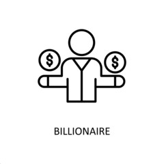 Billionaire Vector Outline Icon Design illustration. Fintech Symbol on White background EPS 10 File