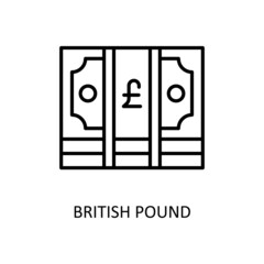 British Pound Vector Outline Icon Design illustration. Fintech Symbol on White background EPS 10 File