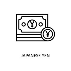 Japanese Yen Vector Outline Icon Design illustration. Fintech Symbol on White background EPS 10 File