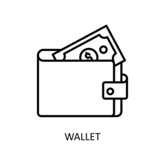 Wallet Vector Outline Icon Design illustration. Fintech Symbol on White background EPS 10 File