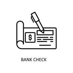 Bank Check Vector Outline Icon Design illustration. Fintech Symbol on White background EPS 10 File