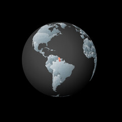 Low poly globe centered to Guyana. Red polygonal country on the globe. Satellite view of Guyana. Amazing vector illustration.