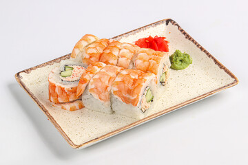 Japanese roll with prawn and cucumber