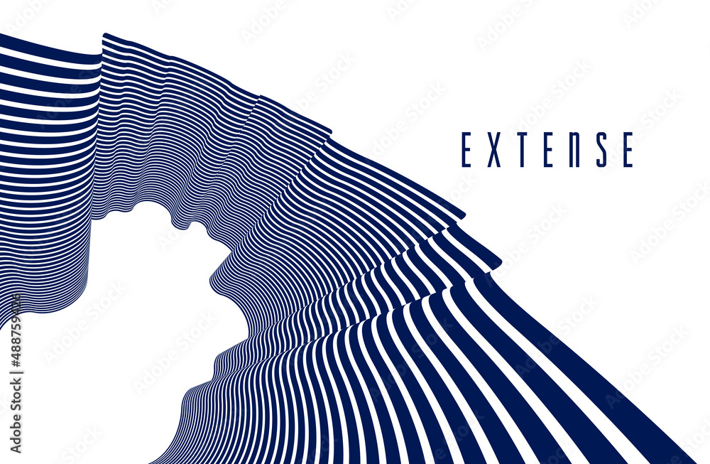 Poster abstract lines in 3d dimensional perspective abstract vector background, cool funky design layout, 7