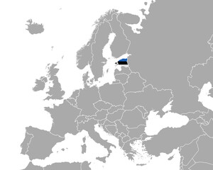 Karte und Fahne von Estland in Europa