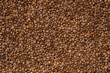 Background from fresh roasted aromatic coffee beans.