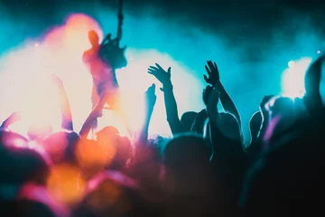Foto op Plexiglas crowd with raised hands at concert - summer music festival © Melinda Nagy