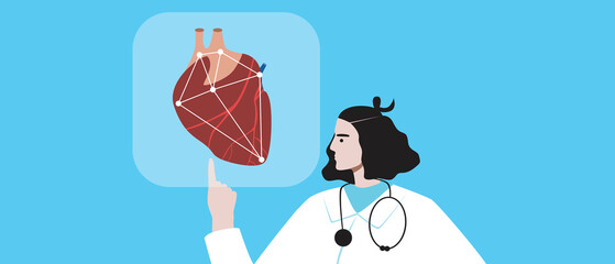 Neurologist and brain doctor, flat vector stock illustration with modern technological medical examination or nerve scan