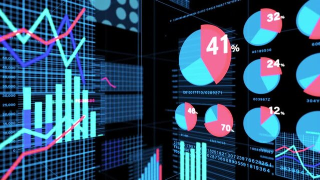 データの分析結果の円グラフや棒グラフ　ループ