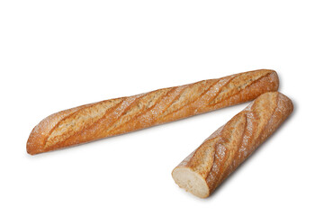 Baguette french bread isolated on white background
