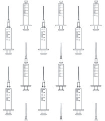 Vector seamless pattern of flat syringe isolated on white background