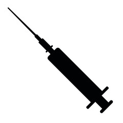Vector flat syringe silhouette isolated on white background