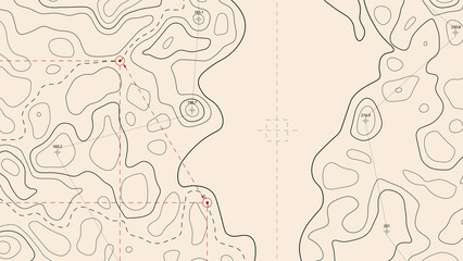 Topographic map. Geographical background of the relief. Contour maps. Terrain. Vector illustration.
