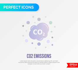 CO2 emissions, air pollution. Global warming. Gradient flat icon. Vector illustration.