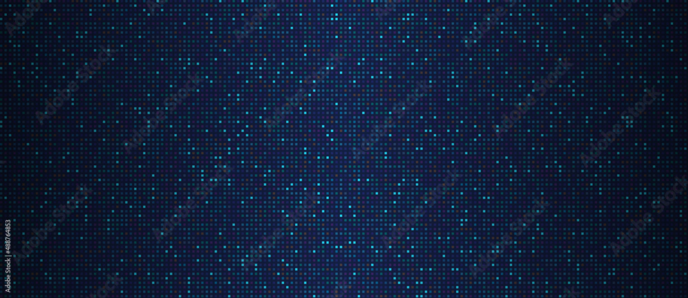 Poster abstract dark blue background with color squares.