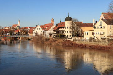 Fototapeta na wymiar Donauwörth; Donauufer an der Wörnitzmündung