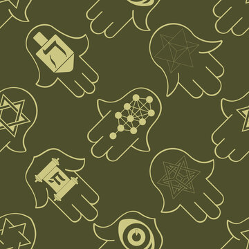 Seamless pattern with amulet Hamsa for your project