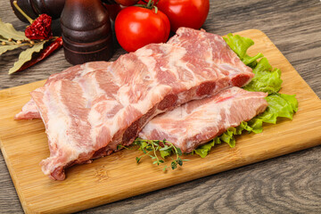 Raw pork ribs for cooking