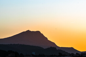 the Sainte Victoire mountain in the light of a sunny winter morning