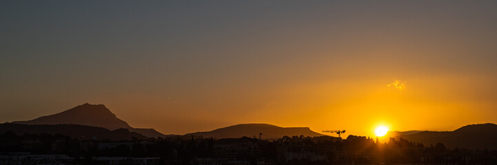 the Sainte Victoire mountain in the light of a sunny winter morning