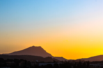 the Sainte Victoire mountain in the light of a sunny winter morning