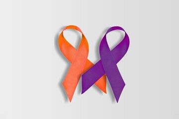 February awareness month campaign with purple and orange ribbon concept