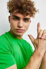 kinky guy casual clothes close-up isolated background