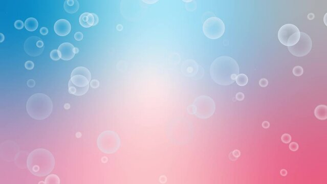 桃色水色のグラデーション背景にバブルのパーティクルのアニメーション